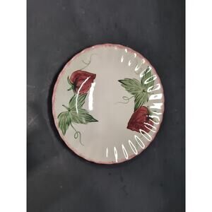 Southern Potteries Blue Ridge Scalloped Plate, Hand Painted Strawberry Plate